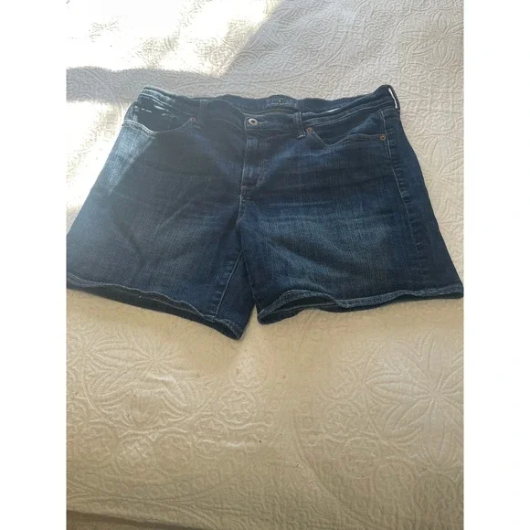 Lucky Brand The Roll Up Denim Shorts Dark Wash Womens Size 14 32 - Picture 1 of 13